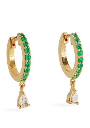 Jennifer Meyer Yellow Gold, Diamond And Emerald Huggie Earrings