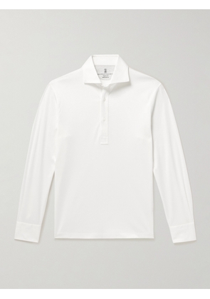 Brunello Cucinelli - Cotton-Jersey Polo Shirt - Men - White - IT 46