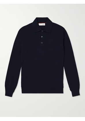 Brunello Cucinelli - Knitted Cotton Polo Shirt - Men - Blue - IT 46
