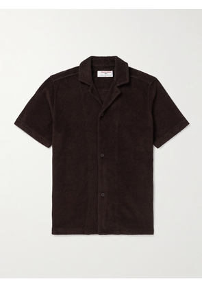 Orlebar Brown - 007 Howell Camp-Collar Cotton-Terry Shirt - Men - Brown - S