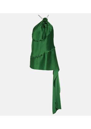 Victoria Beckham Floral-appliqué draped satin top