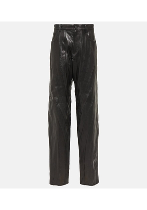 Mugler Low-rise leather straight pants