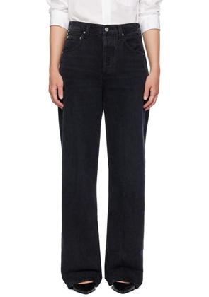 Citizens of Humanity Black Ayla Baggy Cuffed Crop Jeans