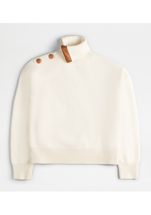 Tod's - Turtleneck in Wool and Cashmere, OFF WHITE, L - Knitwear