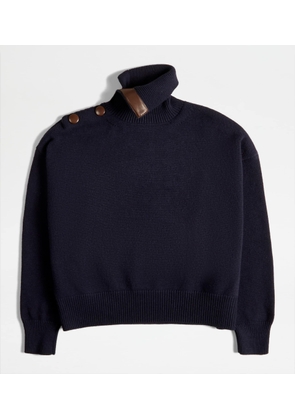 Tod's - Turtleneck in Wool and Cashmere, BLUE, L - Knitwear