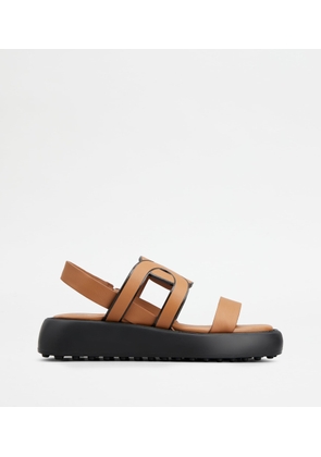 Tod's - Kate Sandals in Leather, BROWN, 37 - Shoes