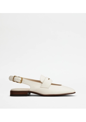 Tod's - Slingback Loafers in Leather, OFF WHITE, 39.5 - Shoes