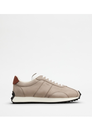 Tod's - Sneakers in Leather, WHITE,BROWN,GREY, 10 - Shoes