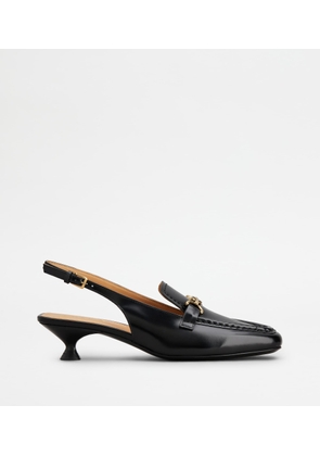 Tod's - Slingback Loafers in Leather, BLACK, 35 - Shoes