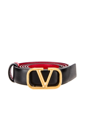 Valentino Garavani Logo Belt in Nero & Rouge Pur - Black,Red. Size 65 (also in 70).