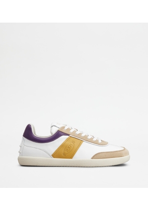 Tod's - Tabs Sneakers in Smooth Leather and Suede, VIOLET,YELLOW,WHITE, 35.5 - Shoes