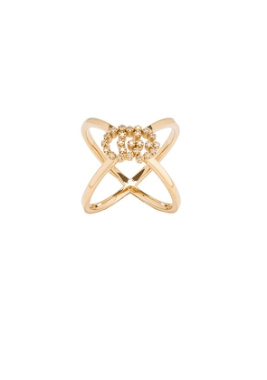 Gucci Running G Cross Diamond Ring in Yellow Gold - Metallic Gold. Size 8.25 (also in ).