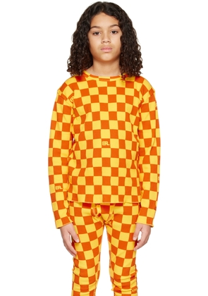 ERL Kids Orange Check Long Sleeve T-Shirt