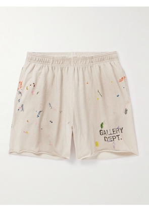 Gallery Dept. - Insomnia Straight-Leg Logo-Print Paint-Splattered Cotton-Jersey Shorts - Men - Neutrals - S