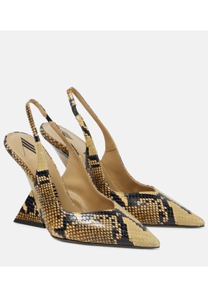 The Attico Cheope snake-effect leather slingback pumps