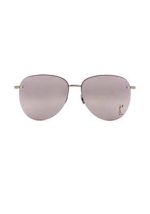 Saint Laurent SL 328/K M Sunglasses in Shiny Silver - Metallic Silver. Size all.