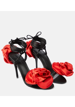Magda Butrym Floral-appliqué satin slingback sandals