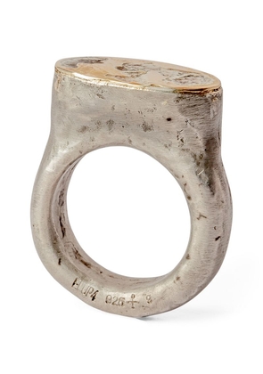 Parts Of Four Acid-Treated Sterling Silver And Yellow Gold Roman Ring