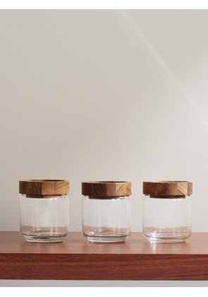 The Conran Shop - Set of Three Glass and Teak Stacking Jars, 500ml - Men - Neutrals
