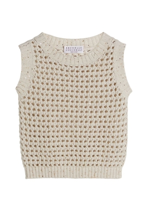Brunello Cucinelli Kids Cotton Sequin Knitted Top (4-12 Years)