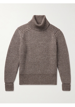 Loro Piana - Ribbed Cotton, Yak and Virgin Wool-Blend Rollneck Sweater - Men - Brown - IT 46