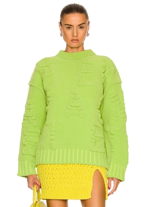 Bottega Veneta Alphabet Chenille Knit Sweater in Caterpillar - Green. Size L (also in M, S, XS).