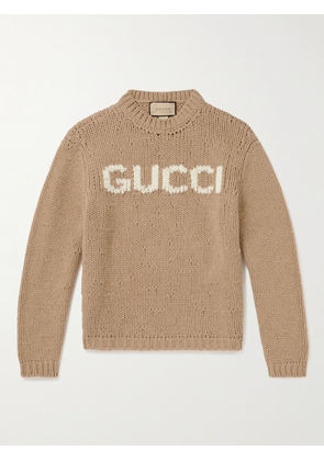Gucci - Logo-Intarsia Wool Sweater - Men - Brown - S