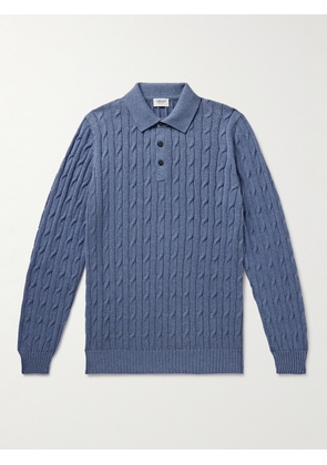 Ghiaia Cashmere - Slim-Fit Cable-Knit Cotton Polo Shirt - Men - Blue - S
