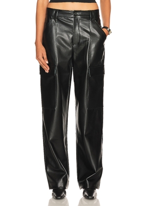 Helsa Waterbased Faux Leather Cargo Pant in Black - Black. Size S (also in ).