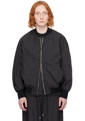 VEIN Black Embroidered Bomber Jacket