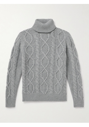 Anderson & Sheppard - Aran Cable-Knit Wool and Cashmere-Blend Rollneck Sweater - Men - Gray - S