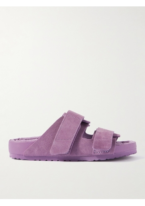 Birkenstock - TEKLA Uji Shearling-Lined Leather-Trimmed Suede Sandals - Men - Purple - EU 39