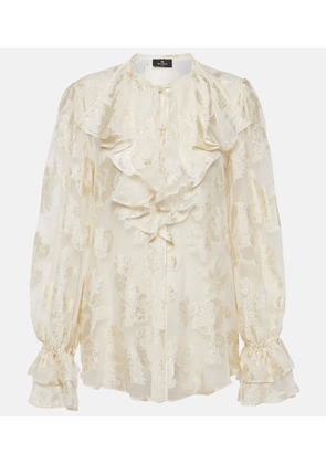 Etro Ruffled floral silk-crepon blouse
