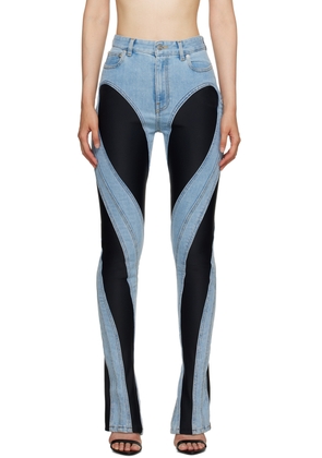 Mugler Blue & Black Slitted Spiral jeans