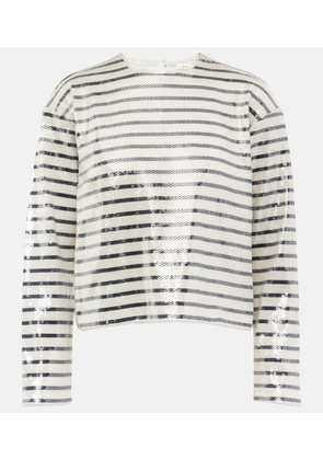 Frame Sequined striped cotton top coat