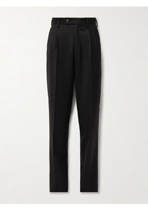 Purdey - Straight-Leg Pleated Wool-Twill Trousers - Men - Black - UK/US 32