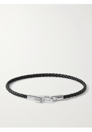 Miansai - Rhodium-Plated Sterling Silver and Braided Leather Bracelet - Men - Black - M