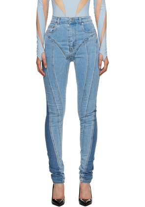 Mugler Blue Slitted Spiral Jeans