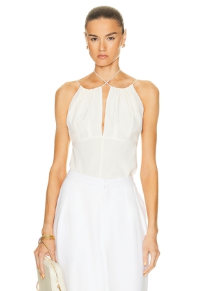Toteme Gathered Halterneck Top in Off White - Ivory. Size 36 (also in ).