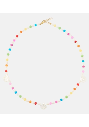 Roxanne First Disco 9kt gold necklace with mother of pearl and agates