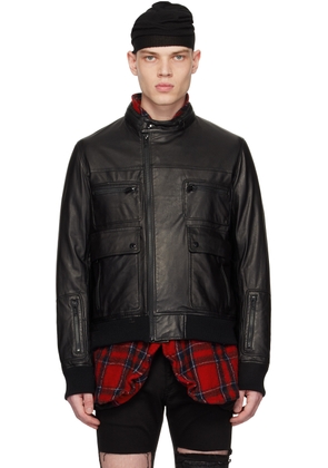 UNDERCOVER Black Zip Leather Jacket