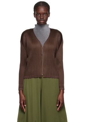 PLEATS PLEASE ISSEY MIYAKE Brown Monthly Colors September Cardigan