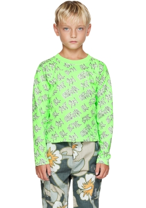 ERL Kids Green Printed Long Sleeve T-Shirt