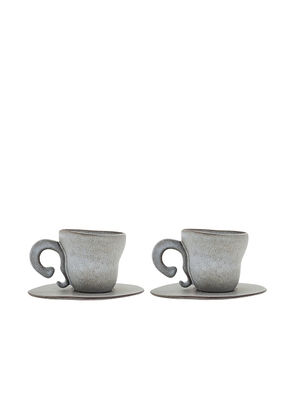 Anissa Kermiche Spill The Tea-cups Espresso Cups Set Of 2 in Freckled Grey Matte - Grey. Size all.