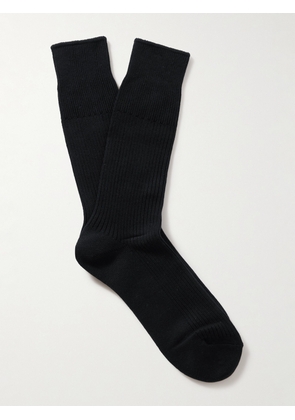 Anonymous Ism - Brilliant Ribbed-Knit Socks - Men - Black - M