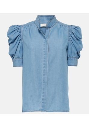 Frame Puff-sleeve denim blouse