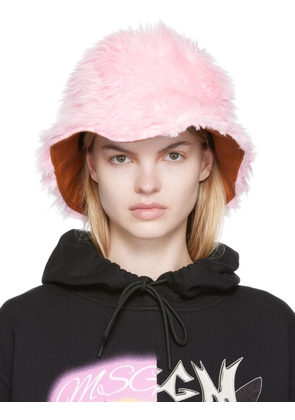 MSGM Pink Faux-Fur Bucket Hat