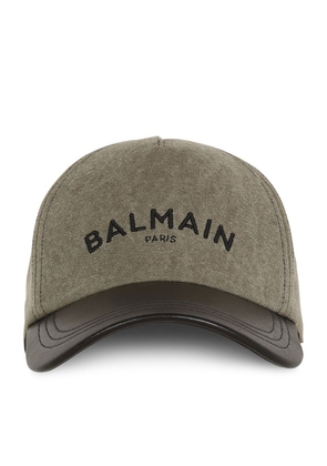 Balmain Leather-Trim Logo Cap