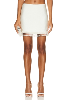 PatBO Beaded Mini Skirt in White - Cream. Size M (also in S, XS).