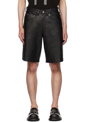 Theophilio SSENSE Exclusive Black Leather Shorts